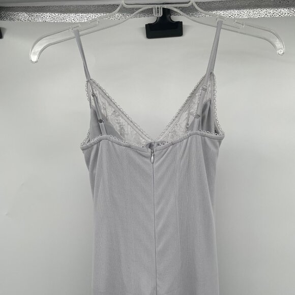 Commense Womens Maxi Slip Dress Ruched Lace Trim Gray Size Medium New - Picture 6 of 9